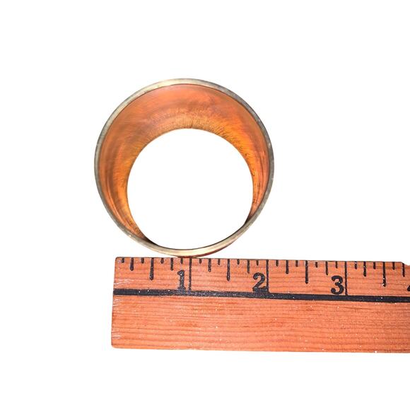 New 6 Vintage Enamel & Brass Napkin Rings Orange and Red Design - Picture 9 of 9